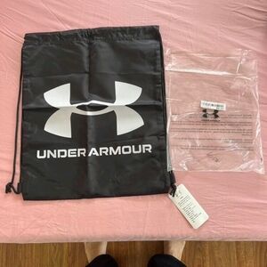 Under Armour Black and White Gym Drawstring Bag